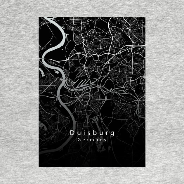 Duisburg Germany City Map dark by Robin-Niemczyk